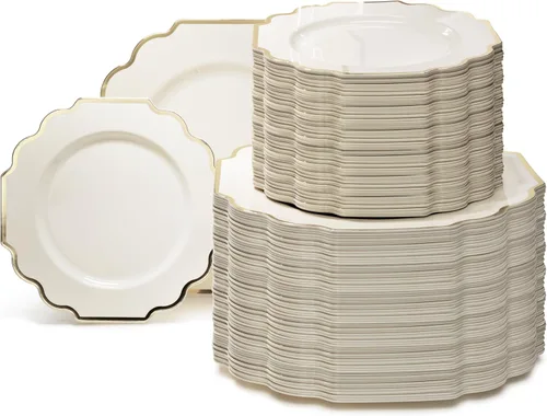 Miniatura 19 de OCCASIONS juego para 25 comensales (200 piezas), 80 comensales (640 piezas), 120 comensales (960 piezas), blanco imperial, 10.5 pulgadas, 7.5 A.