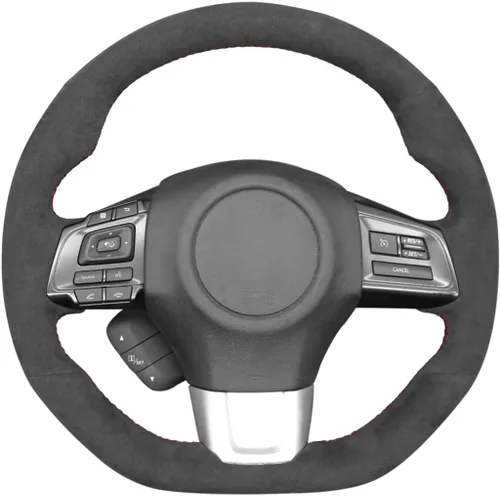 Miniatura 26 de MEWANT Funda de volante de automóvil transpirable cosida a mano para Subaru WRX 2015-2021 / WRX STI 2015-2021, accesorios para volante Subaru WRX