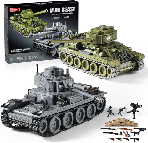Conjuntos de construcción de juguetes de tanques del ejército de la Segunda Guerra Mundial (1008 piezas) Compatibles con Lego, crea un tanque