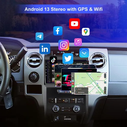 Miniatura 6 de Actualización de radio estéreo de coche Android 13 de 4 GB+32 GB para Ford F150 2009-2012 con Carplay inalámbrico y Android Auto, pantalla táctil