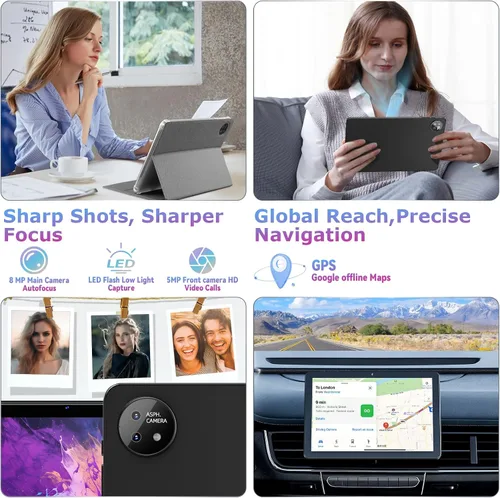 Miniatura 4 de Tablet de 10 pulgadas, tabletas Android 15 con funda, 18 GB+128 GB, expansión de 1 TB, tableta Octa-Core Widevine L1 compatible con WiFi 5, 6000