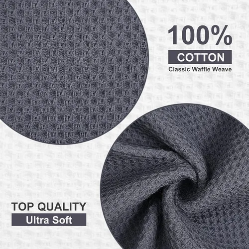 Miniatura 247 de Kitinjoy - Paños de cocina de 100 % algodón, tela de tejido gofrado, paño de limpieza ultrasuave, absorbente y de secado rápido. Beige