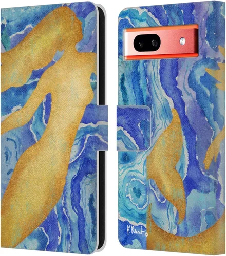 Head Case Designs Officially Licensed Paul Brent Agate Mermaid Coastal Leather Wallet Case Compatible with Google Pixel 7a