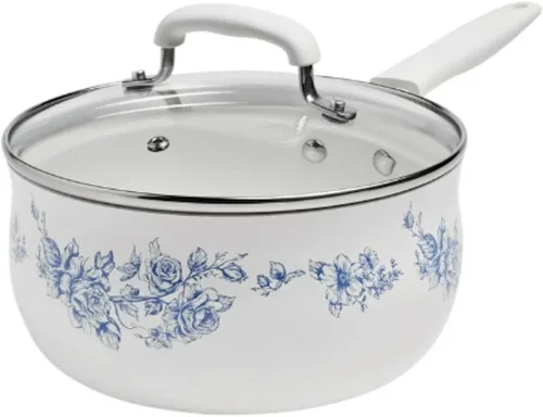 Miniatura 8 de Pioneer Woman Style Agatha - Juego de utensilios de cocina clásicos de aluminio y cerámica, 12 piezas, color azul