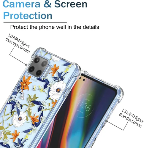 Miniatura 2 de Funda para Moto G 5G Plus Moto One 5G UW Clear Flower Phone Case Soft TPU a prueba de golpes, antiarañazos, funda protectora para Motorola G 5G