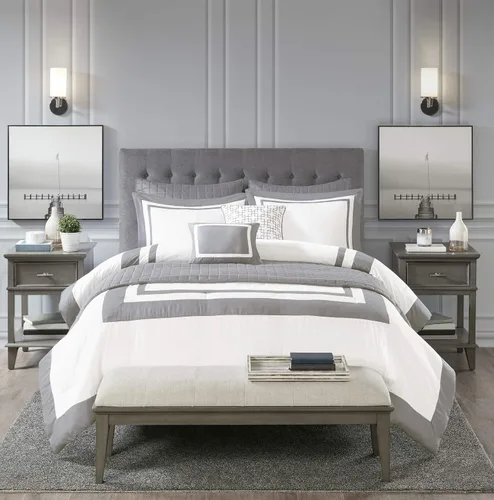 Miniatura 9 de Madison Park Heritage - Juego de edredón y colcha combinado, diseño moderno de lujo, ropa de cama alternativa de plumón para todas las estaciones