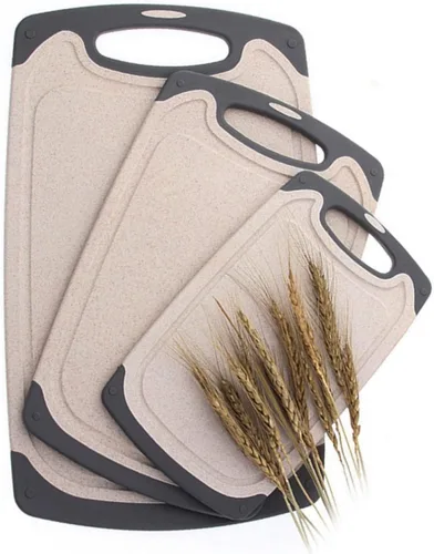 Flyingsea tablas de cortar para cocina, juego de tabla de cortar de paja de trigo ecológico antideslizante (3 unidades), apto para lavavajillas