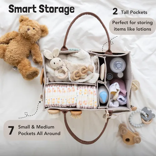 Miniatura 3 de Lily Miles Organizador de pañales para bebé, cesta de almacenamiento para recién nacidos, regalo neutro para baby shower, imprescindible