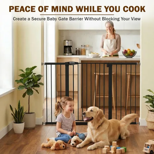 Miniatura 6 de Mumeasy Puerta de bebé extra ancha de 29.7 a 57 pulgadas, puerta grande para perros con cierre automático para puertas, puerta de seguridad