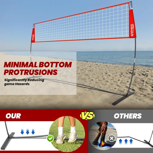 Miniatura 5 de Red de voleibol portátil de 12 pies/20 pies para patio trasero, red de práctica de voleibol independiente, juego de entrenamiento de voleibol
