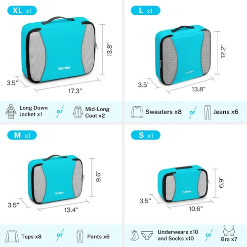 Miniatura 2 de Gonex Packing Cubes for suitcase, 9 Set Lightweight Travel Luggage Packing Organizers with Laundry Bags Travel Essentials Travel Bags for Carry on