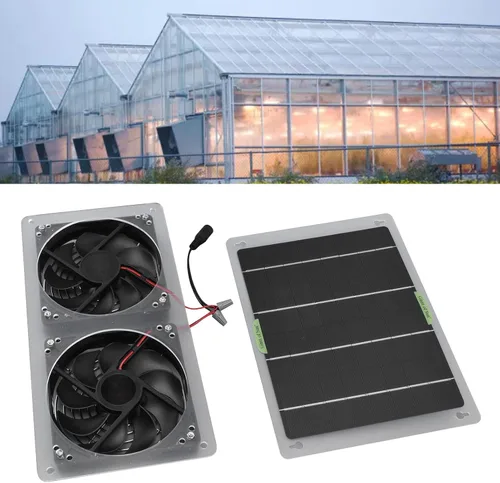 Miniatura 6 de Kit de ventilador solar 100 W 12 V ventilador de escape doble con panel solar para áticos pequeños gallineros invernaderos escape de ventana