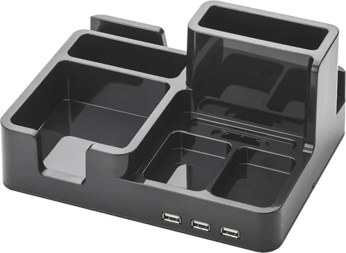 Miniatura 6 de ART79001 - Organizador de escritorio artístico para iPad/iPhone/Tablet/Smartphone con 3 puertos USB, color negro