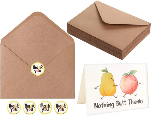 Miniatura 7 de 32 divertidas tarjetas de agradecimiento con sobres y calcomanías, divertidas tarjetas de felicitación de 4 x 6 pulgadas, juego surtido en caja a