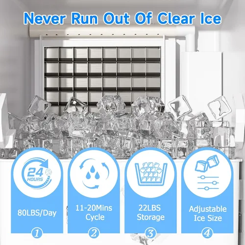 Miniatura 2 de Máquina comercial para hacer hielo con pulverización, máquina de hielo gourmet comercial, 60 libras/24 horas, contenedor de almacenamiento de 25