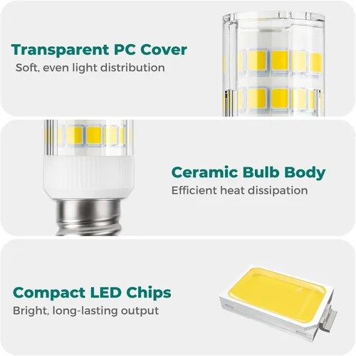 Miniatura 5 de DiCUNO Bombilla LED E12 de 4 W (equivalente a 40 W), luz blanca diurna de 6000 K, no regulables, bombillas de base de vela para ventilador de techo