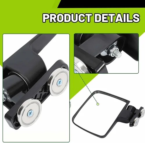 Miniatura 5 de KUAFU Espejos magnéticos universales para tractor, compatibles con Kubota John Deere, cortacésped de giro cero, espejos laterales traseros negros, 2