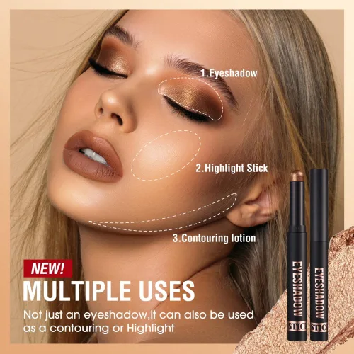 Miniatura 4 de Juego de sombra de ojos en barra de 8 colores, lápiz de sombra de ojos en crema mate brillante, lápiz iluminador de ojos, impermeable, de larga 11#