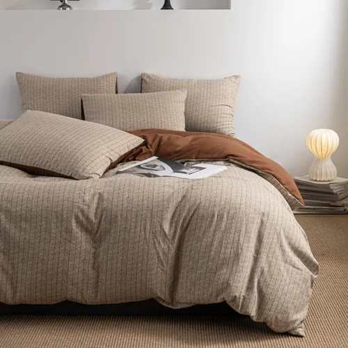 Miniatura 2 de INFLAG Funda de edredón tamaño individual, juego de ropa de cama a rayas de 3 piezas, 100% microfibra de lujo, suave, 1 funda de edredón de 66 x 90