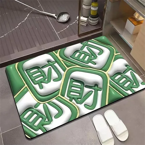 Miniatura 11 de LELEBEAR Tapete absorbente antideslizante visual 3D, tapete de baño de flores lindas, tapete de baño de barro de diatomeas suave, súper absorbente