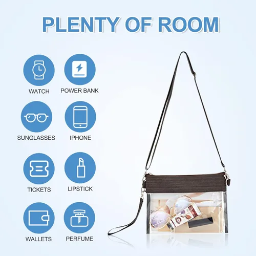 Miniatura 6 de USPECLARE Bolsa transparente aprobada para estadios, bolsa cruzada transparente para trabajo, conciertos y deportes