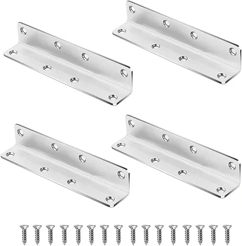 Miniatura 26 de Soportes en L, 4 unidades de soporte de esquina con ángulo, acero inoxidable superior, 4" x 1" M, 2 mm de espesor, para estante de madera, mueble