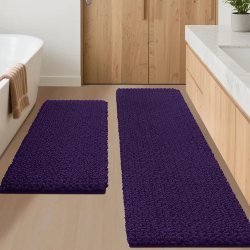 Miniatura 21 de ACCUMTEK - Juego de 2 alfombras de baño de lujo en color beige de 32"x20"+24"x17", alfombras de baño ultra suaves y gruesas absorbentes, alfombra