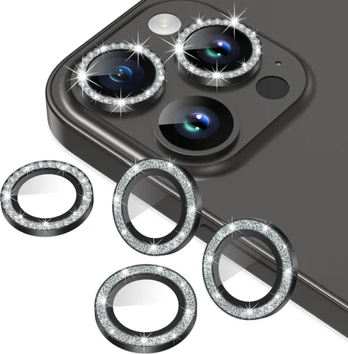 AGVEE Paquete de 6 protectores de lente de cámara para iPhone 14 Pro de 6.1 pulgadas/14 Pro Max de 6.7 pulgadas, con diamantes brillantes y anillo