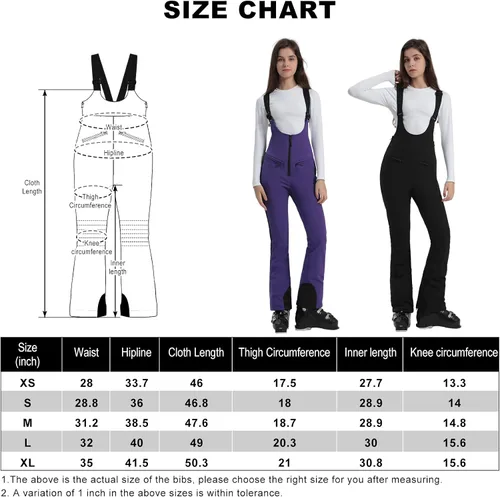 Miniatura 6 de GSOU SNOW Women Ski Bib Pants Snow Overalls Snowboard Waterproof Windproof Insulated Slim Winter Warm High elasticity
