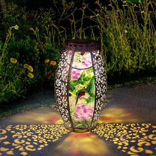 Miniatura 12 de Lámpara Solar de Colibrí Larekook para Exteriores Impermeable, Lámpara Colgante Grande de Metal de 13" Decorativa, Luces Solares de Colibrí