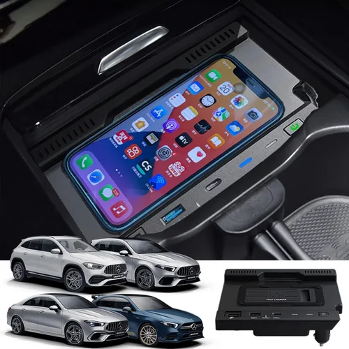 Cargador inalámbrico para automóvil Mercedes-Benz - Clase A Clase GLA 2020-2022, almohadilla de carga rápida de 15 W para teléfono