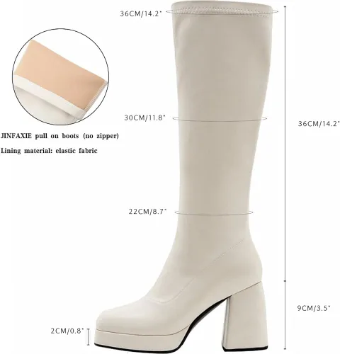 Miniatura 2 de JINFAXIE Botas altas hasta la rodilla con plataforma para mujer