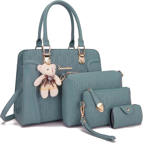 Miniatura 57 de Bolsos de mano de moda para mujer, bolsa de hombro, asa superior, bolsa de mano, juego de 4 piezas