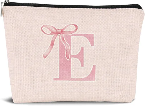Miniatura 20 de Coquette - Bolsa de maquillaje con lazo, inicial K, regalos personalizados para chicas adolescentes, regalos con monograma lindos y modernos preppy
