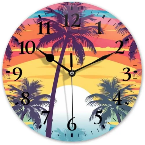 Miniatura 20 de Reloj de pared, funciona con pilas, redondo, silencioso, sin tictac, girasol contra fondo azul, reloj decorativo para cocina, baño, sala de estar