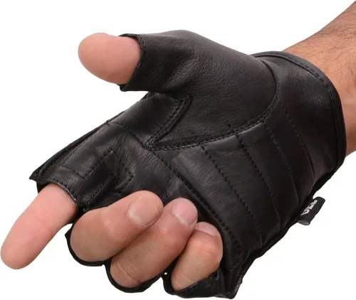 Miniatura 3 de MENS PERFORATED FULL PIECE FINGERLESS WGEL PADDED PALM HOLES VERY SOFT LEATHER