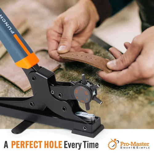 Miniatura 7 de Herramienta perforadora de cuero para cinturón de escritorio, diseño de mesa más fácil de usar para correa de reloj, correa de bolso. Acero al