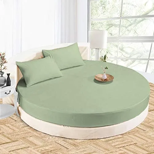 Miniatura 12 de Sábana bajera redonda 100% algodón de 800 hilos, 1 sábana bajera/inferior de 18 pulgadas de profundidad y 2 fundas de almohada, juego de sábanas