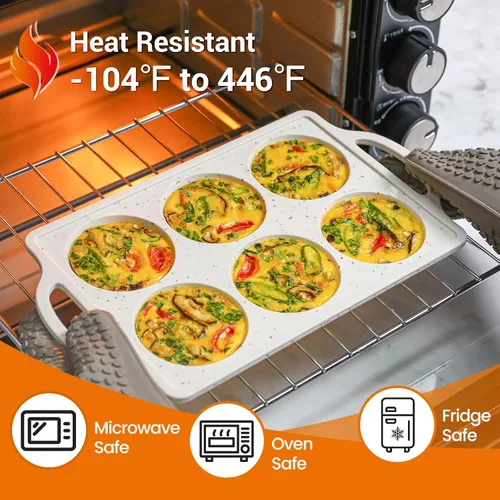 Miniatura 5 de FUNBAKY Molde de silicona para huevos de silicona con marco de metal de 3 pulgadas para sándwiches de desayuno, pasteles Whoopie, bocados de huevo