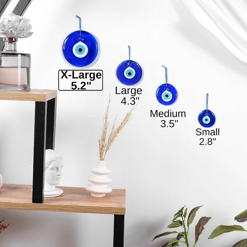 Miniatura 4 de BCS Decoración azul contra el mal de ojo de 5.2 pulgadas, adorno colgante de pared hecho a mano turco griego Nazar amuleto de buena suerte y amuleto