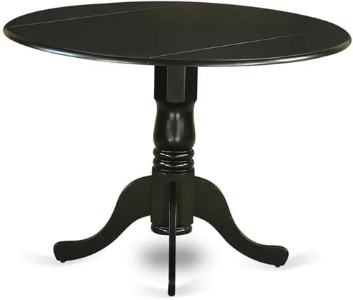 Miniatura 7 de East West Furniture DLDL3-BLK-W - Juego de muebles de comedor de 3 piezas que contiene una mesa de cocina redonda con gotas y 2 sillas de comedor
