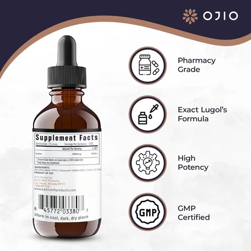 Miniatura 3 de Lugols Solución de yodo 2% – Suministro de 1 año – Gotas de yodo oral líquido de alta potencia con absorción superior – Mejora la salud general