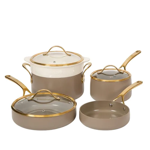 Miniatura 10 de Bloomhouse - Dos veces ganador de los Favoritos de Oprah - Sartén antiadherente de aluminio pesado de 6 QT Premium PFA libre con tapa para Crema