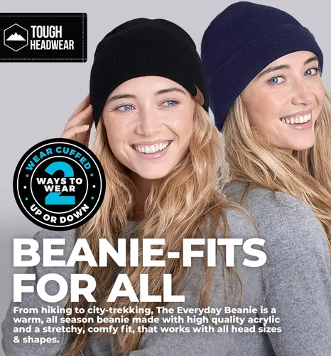 Miniatura 34 de Tough Headwear Daily Knit Beanie – Gorros para hombre – Sombreros de invierno para hombres y mujeres – Sombreros de punto cálidos para clima frío