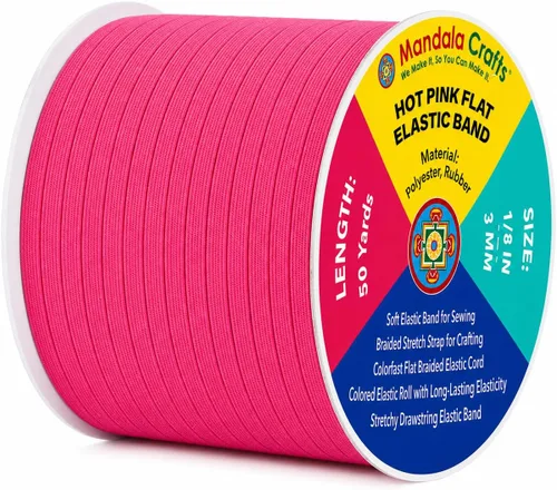 Miniatura 151 de Mandala Crafts - Rollo de cordón elástico plano para costura y manualidades Blanco