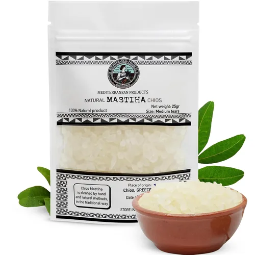 Miniatura 10 de Mastiha Chios Orgánico 20G – Goma de mastique griega 100% natural, vegana y sin gluten ni azúcar, resina auténtica de lágrimas de mastique