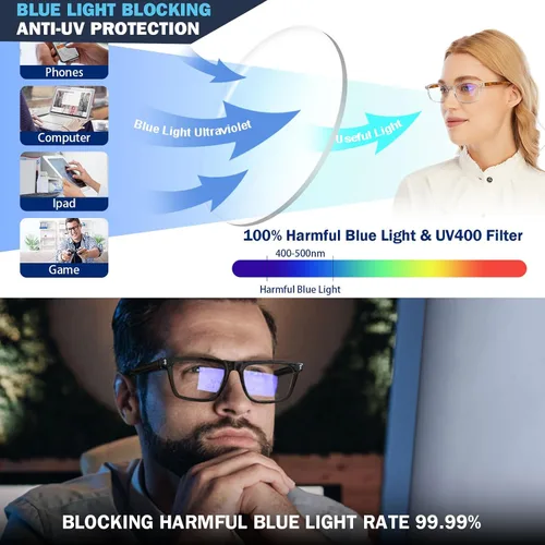 Miniatura 4 de AQWANO 4 Pack Computer Reading Glasses Blue Light Filter Clear Frames Readers Glasses for Men Women Paquete de 4