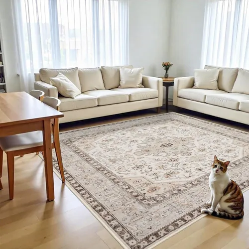 Miniatura 16 de Alfombras de área 9x12 para sala de estar: Alfombra oriental lavable de 108 pies cuadrados para dormitorio - Alfombra de pelo bajo ultra delgada