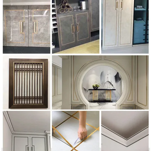 Miniatura 9 de Moldura Metálica Plateada Flexible de PVC Decorativa Cinta para Borde de Espejo Autoadhesiva Vibrante Brillante como Espejo Moldura Decorativa