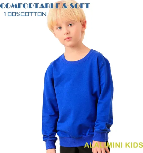 Miniatura 2 de ALALIMINI Sudaderas para niños y niñas, cuello redondo, de algodón, de manga larga